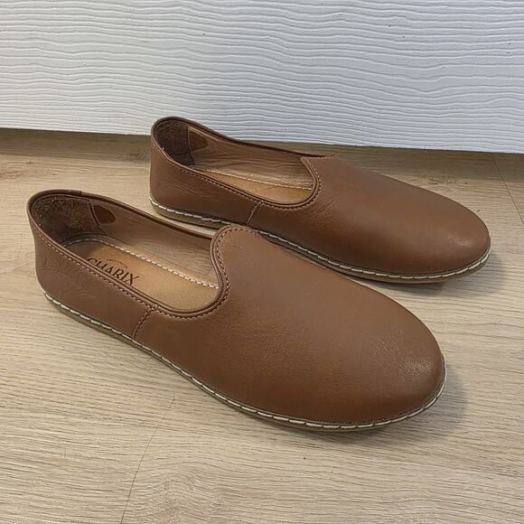 Charix Camel Brown Leather Cognac Slip On Neutral Artisan Flats Size 11 - Picture 3 of 13